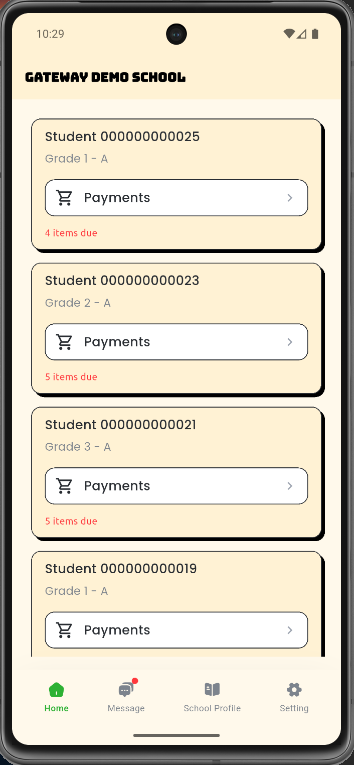 SchoolRails Home Screen